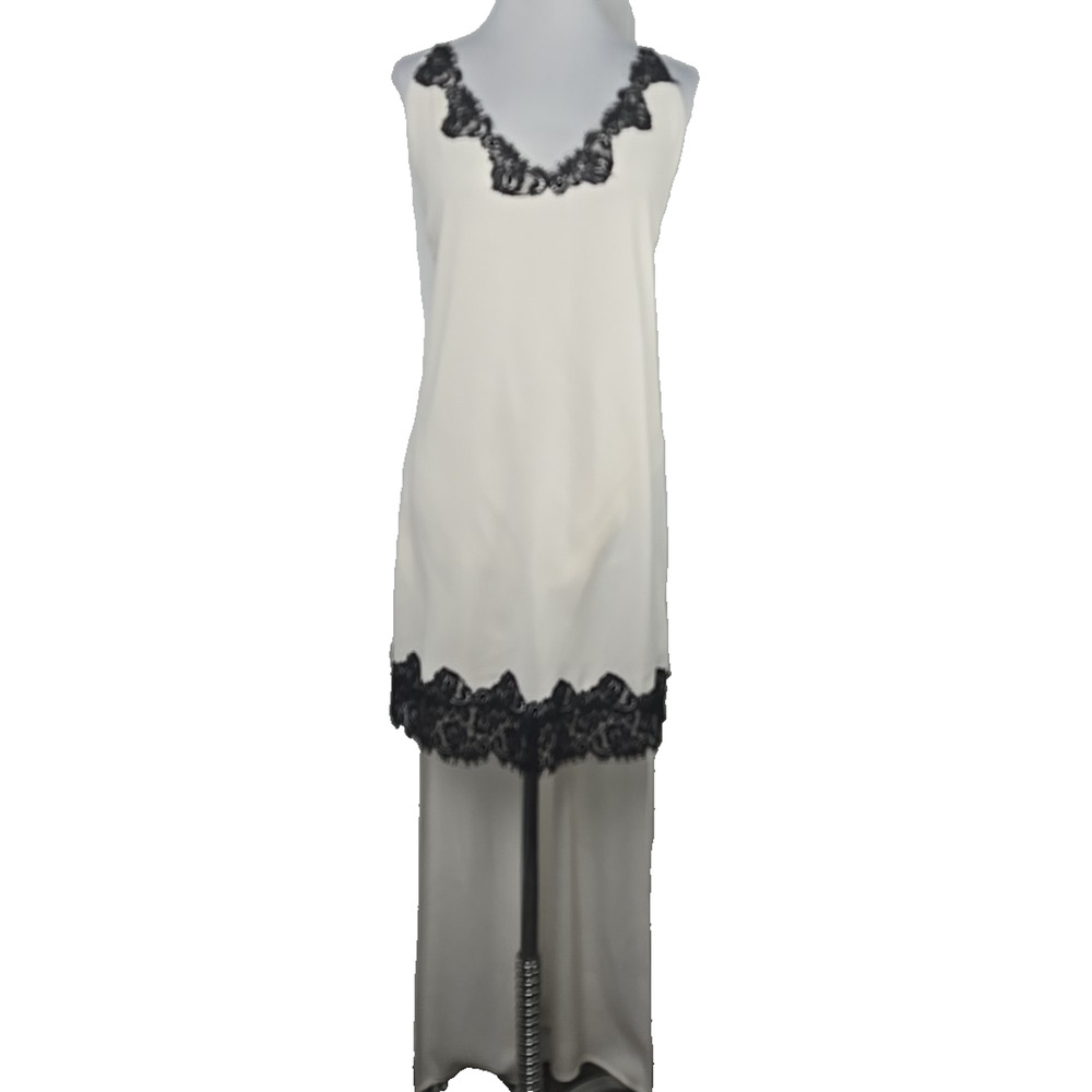 BCBG MaxAzira Silky‎ Hi-Low Lace Detail Sleeveless Slip Dress Medium M
